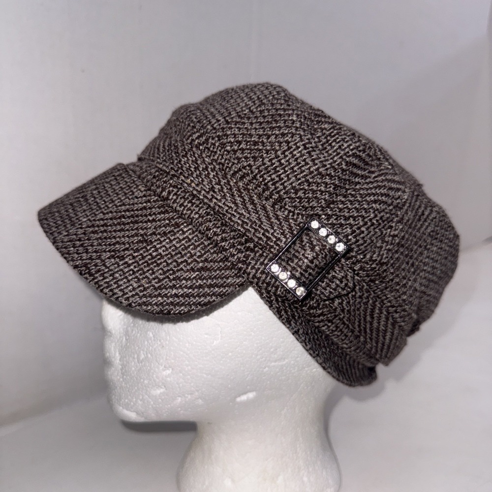 Vintage Y2K Old County Road Plaid Rhinestone Buckle Newsboy Cap Cottagecore Hat